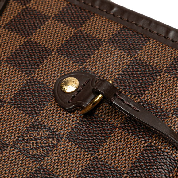 Louis Vuitton Damier Neverfull Shoulder Bag Tote Brown Leather - Picture 4 of 8